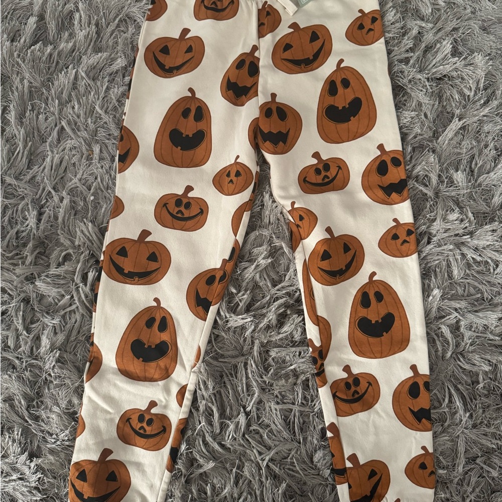 H&M Pumpkin Print Kids Joggers - Cream and Brown